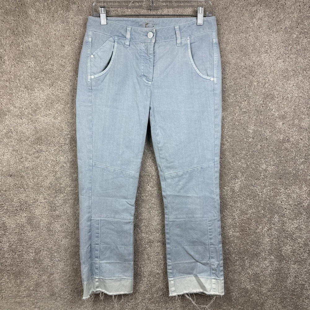 Luisa Cerano Light Blue Denim Drop Hem Frayed Ankle Jeans Women Size 4 German‎